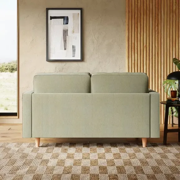 2-Seater Sofa with Button Detail - Sage, Chenille