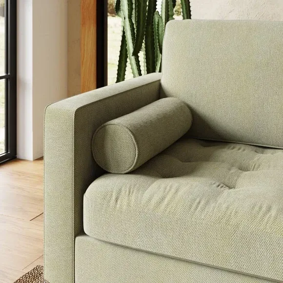 2-Seater Sofa with Button Detail - Sage, Chenille