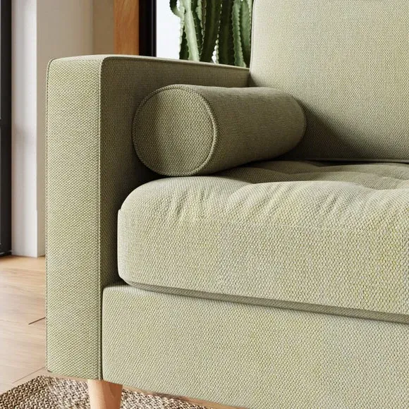 2-Seater Sofa with Button Detail - Sage, Chenille