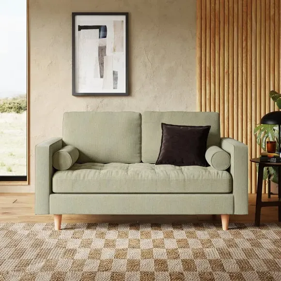 2-Seater Sofa with Button Detail - Sage, Chenille image