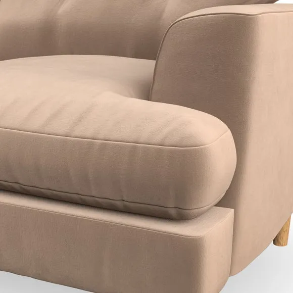 2-Seater Sofa with Button Detail - Taupe, Velvet