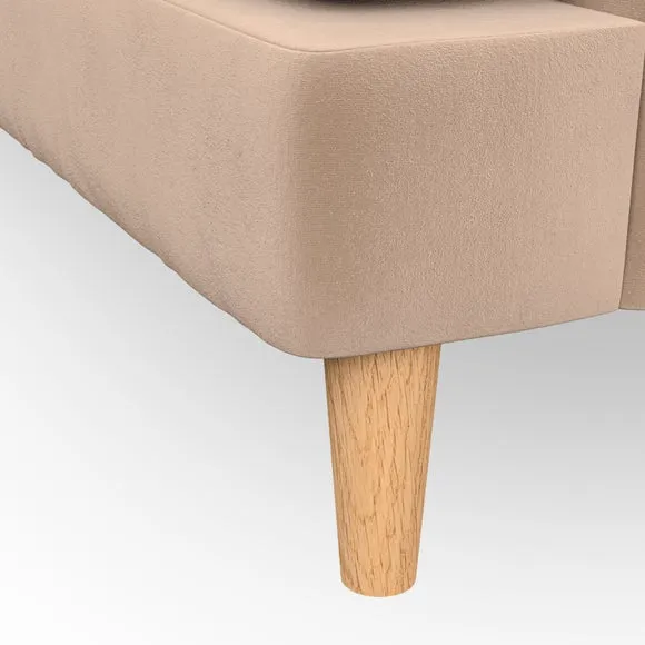 2-Seater Sofa with Button Detail - Taupe, Velvet