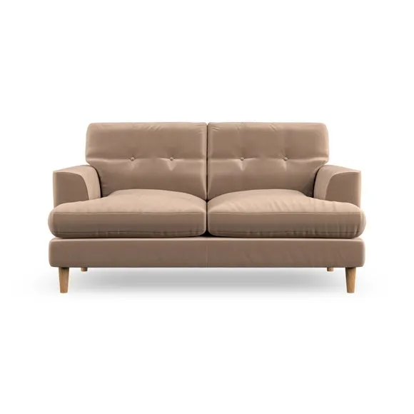 2-Seater Sofa with Button Detail - Taupe, Velvet