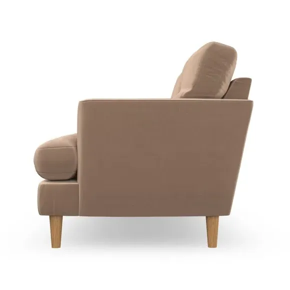 2-Seater Sofa with Button Detail - Taupe, Velvet