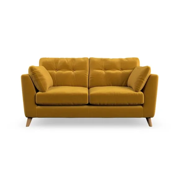 2-Seater Sofa with Button Details - Amber