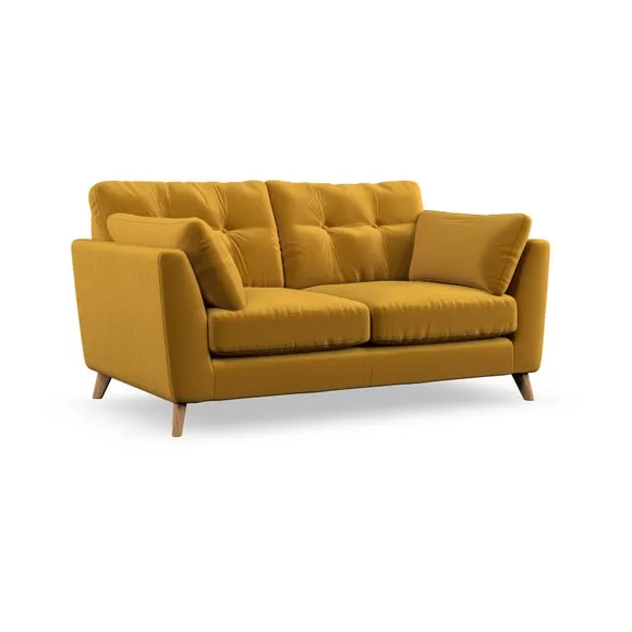 2-Seater Sofa with Button Details - Amber