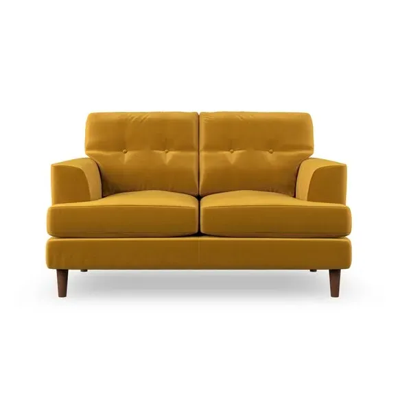 2-Seater Sofa with Button Details - Amber Gold