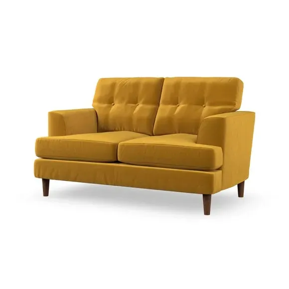 2-Seater Sofa with Button Details - Amber Gold