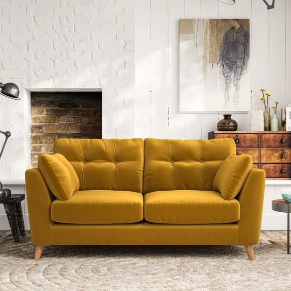 2-Seater Sofa with Button Details - Amber image