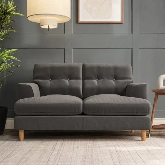 2-Seater Sofa with Button Details - Charcoal