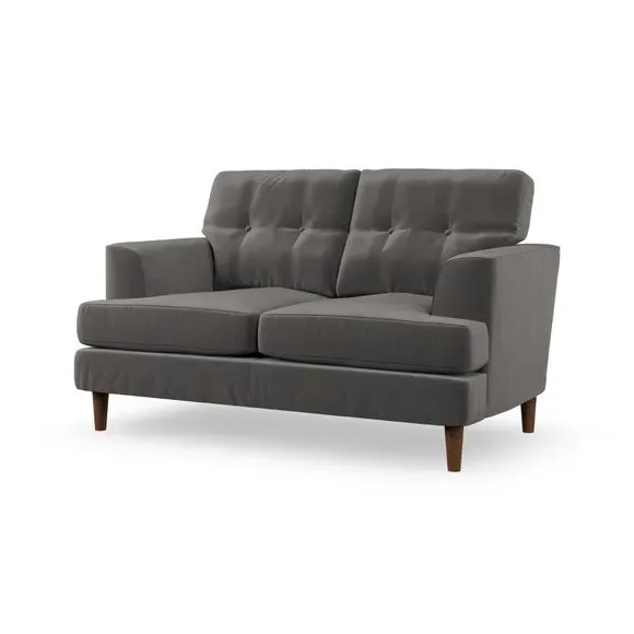 2-Seater Sofa with Button Details - Charcoal