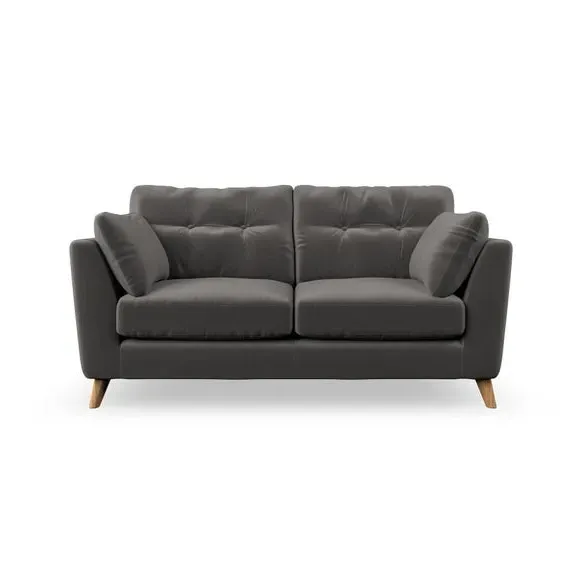 2-Seater Sofa with Button Details - Charcoal