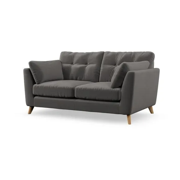 2-Seater Sofa with Button Details - Charcoal