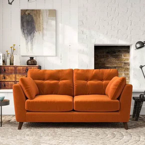 2-Seater Sofa with Button Details - Ginger
