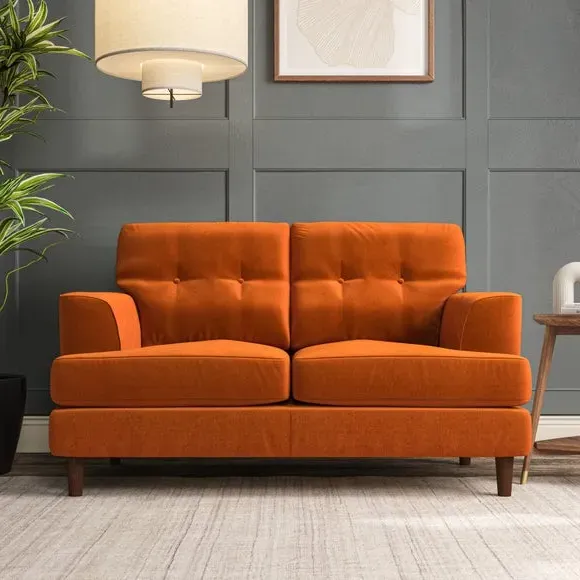 2-Seater Sofa with Button Details - Ginger