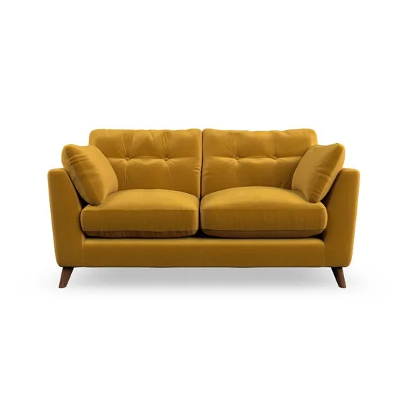 2-Seater Sofa with Button Details - Gold