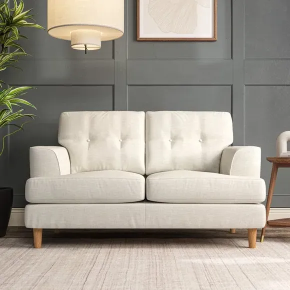 2-Seater Sofa with Button Details - Ivory