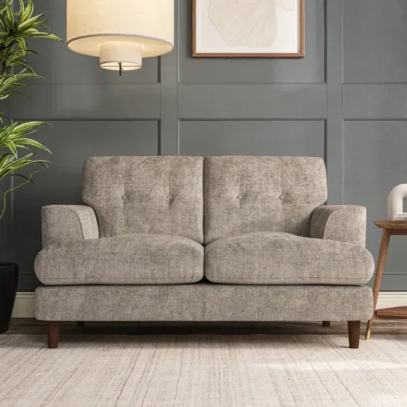 2-Seater Sofa with Button Details - Mushroom