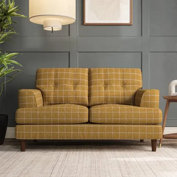 2-Seater Sofa with Button Details - Ochre