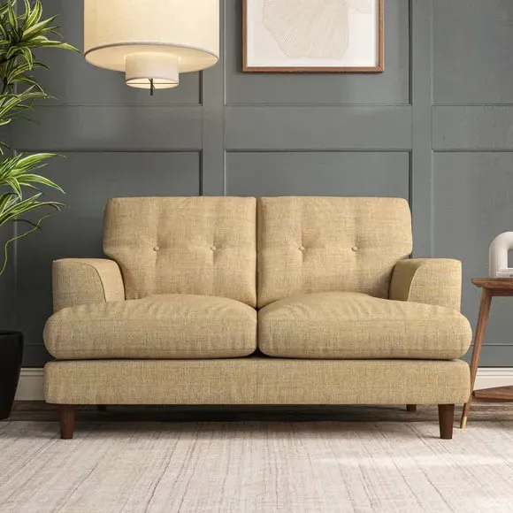 2-Seater Sofa with Button Details - Ochre