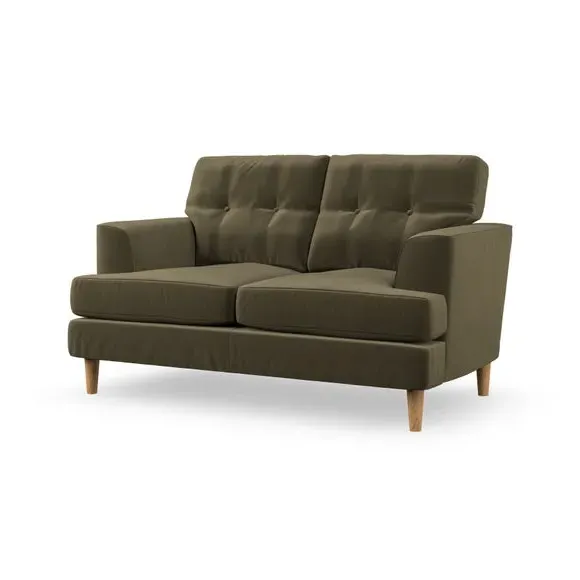 2-Seater Sofa with Button Details - Olive