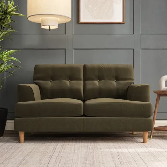 2-Seater Sofa with Button Details - Olive