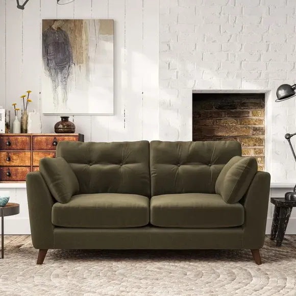 2-Seater Sofa with Button Details - Olive