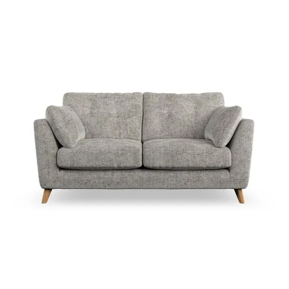 2-Seater Sofa with Button Details - Silver