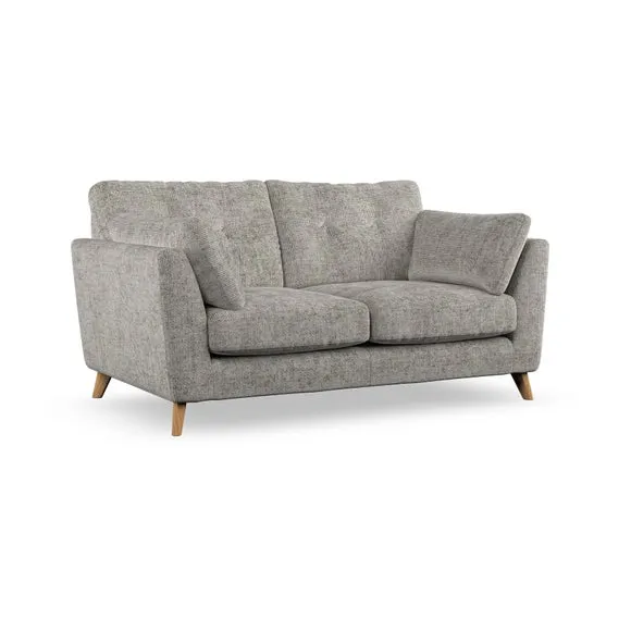 2-Seater Sofa with Button Details - Silver