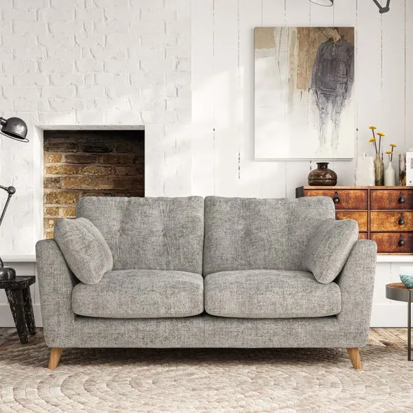 2-Seater Sofa with Button Details - Silver