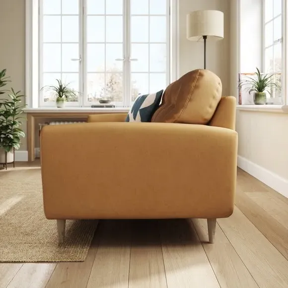 2-Seater Sofa with Buttoned Back - Caramel, Velvet
