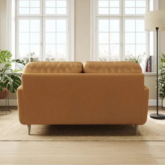 2-Seater Sofa with Buttoned Back - Caramel, Velvet