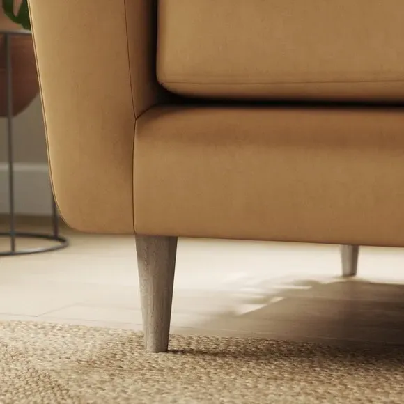 2-Seater Sofa with Buttoned Back - Caramel, Velvet