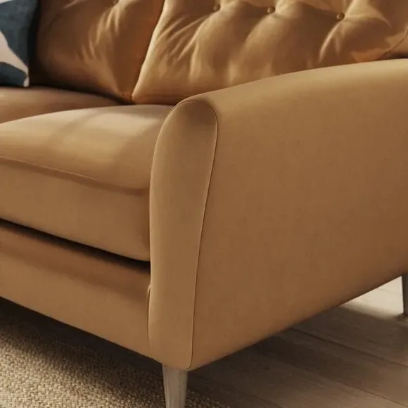2-Seater Sofa with Buttoned Back - Caramel, Velvet