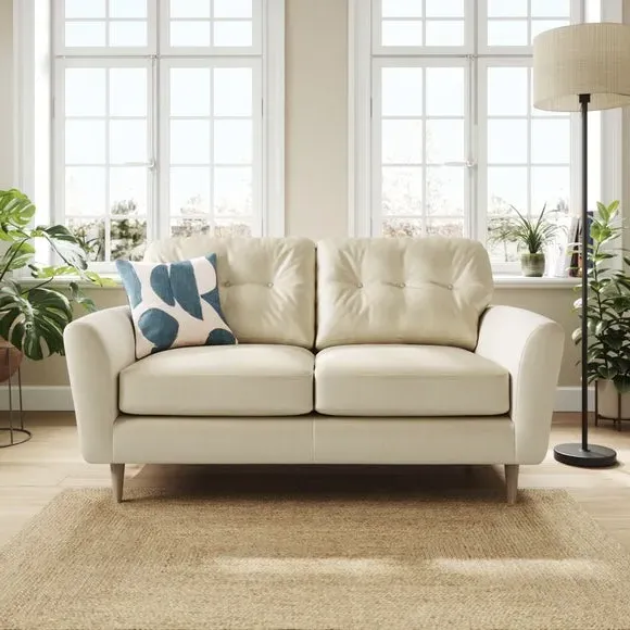 2-Seater Sofa with Buttoned Back - Champagne, Velvet