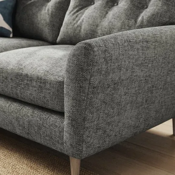 2-Seater Sofa with Buttoned Back - Charcoal, Chenille