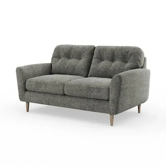 2-Seater Sofa with Buttoned Back - Charcoal, Chenille