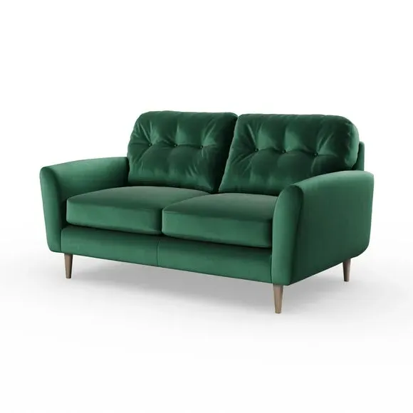 2-Seater Sofa with Buttoned Back - Green, Velvet