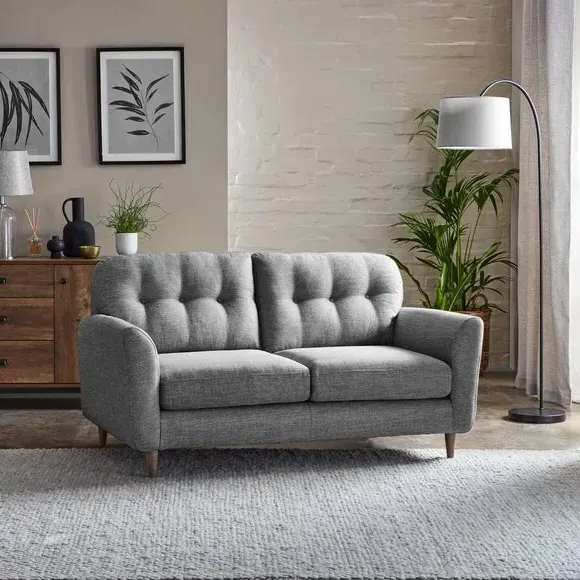 2-Seater Sofa with Buttoned Back - Grey