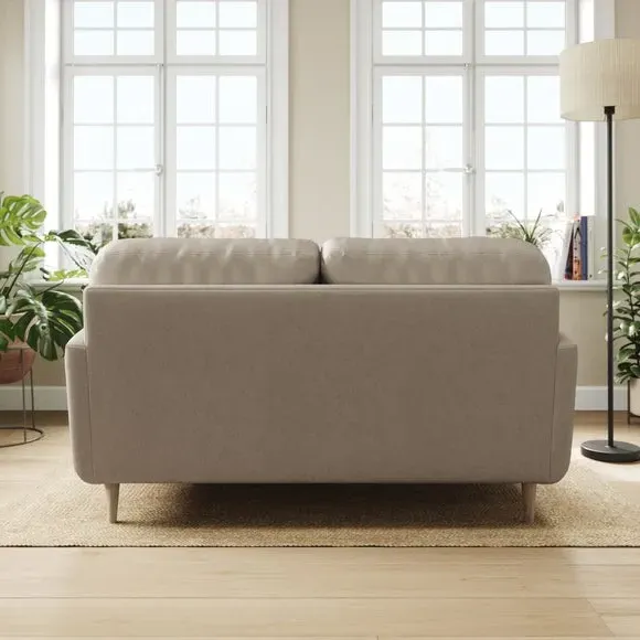 2-Seater Sofa with Buttoned Back - Grey, Velvet
