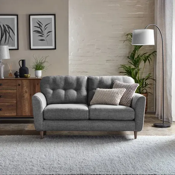 2-Seater Sofa with Buttoned Back - Grey image