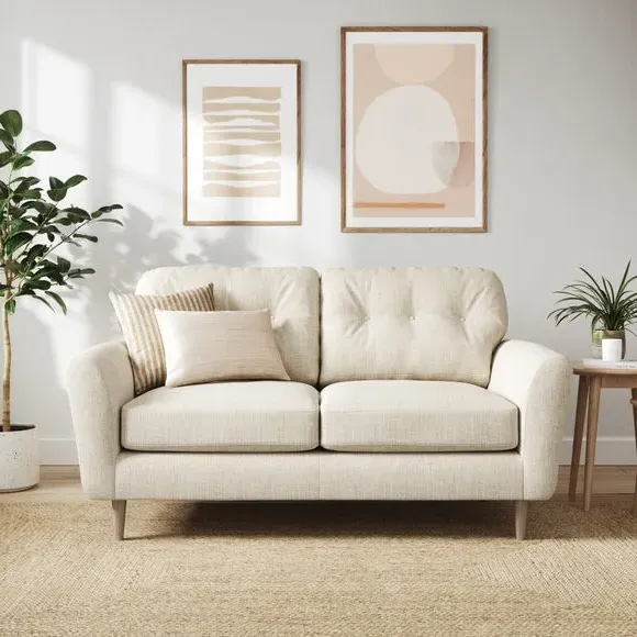 2-Seater Sofa with Buttoned Back - Ivory image