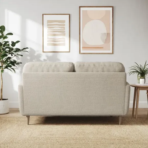 2-Seater Sofa with Buttoned Back - Natural