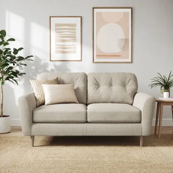 2-Seater Sofa with Buttoned Back - Natural