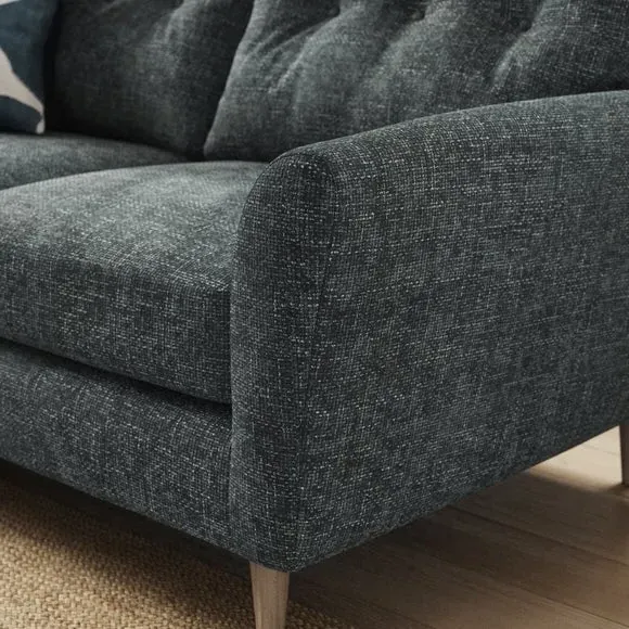 2-Seater Sofa with Buttoned Back - Navy, Chenille