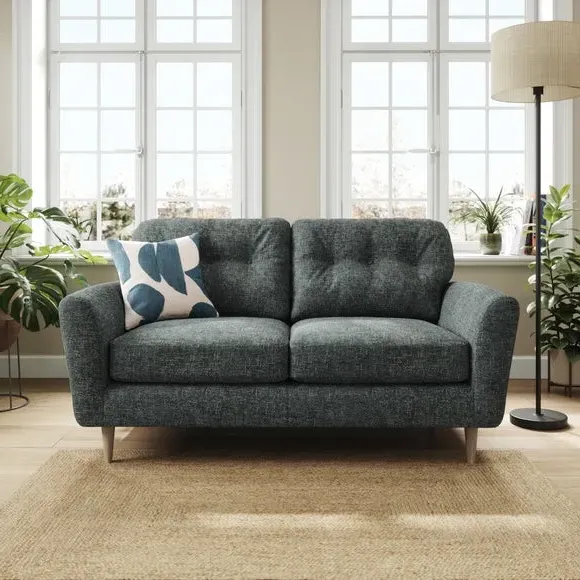 2-Seater Sofa with Buttoned Back - Navy, Chenille