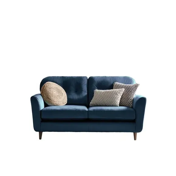 2-Seater Sofa with Buttoned Back - Navy, Velvet