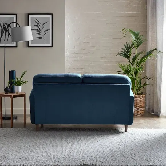 2-Seater Sofa with Buttoned Back - Navy, Velvet