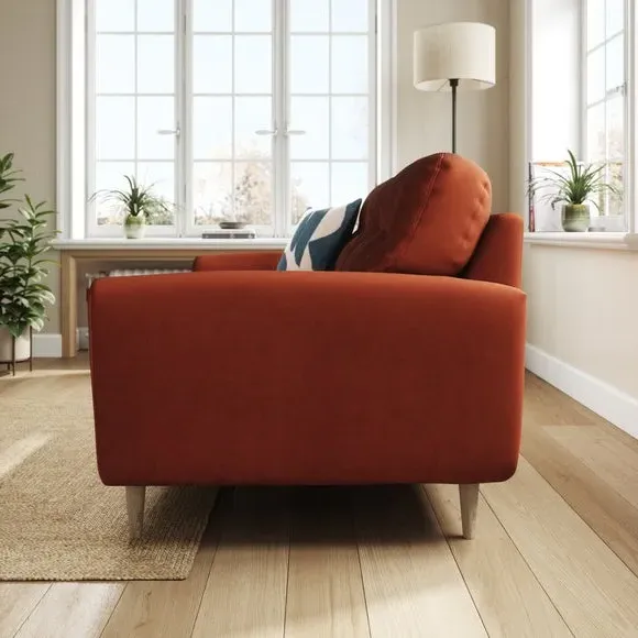 2-Seater Sofa with Buttoned Back - Orange, Velvet
