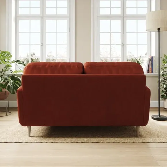 2-Seater Sofa with Buttoned Back - Orange, Velvet